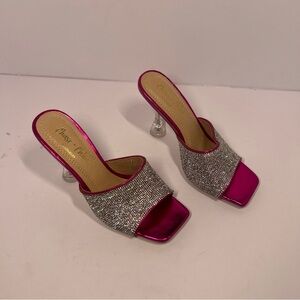 Chase + Chloe Pink and Silver Glitter Heels Size 6.5